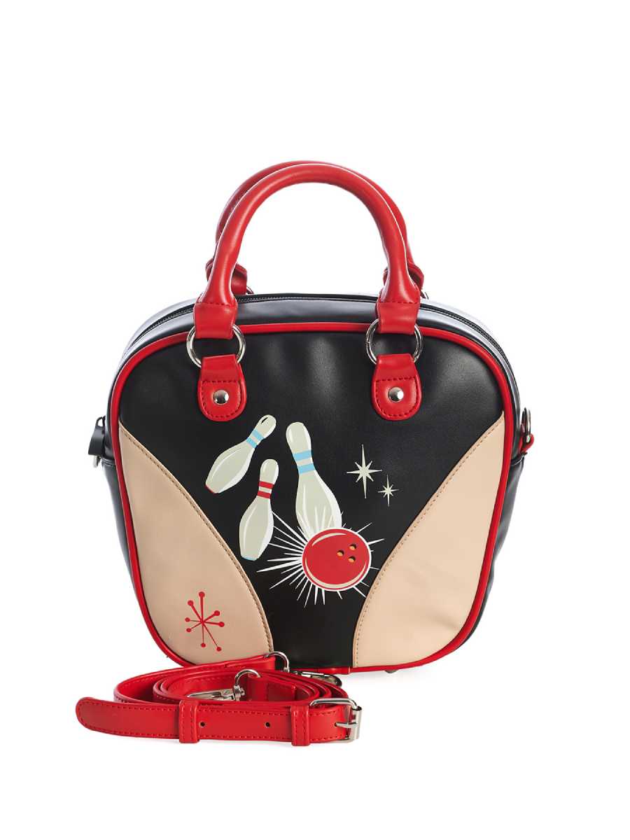 Red and black handbag online