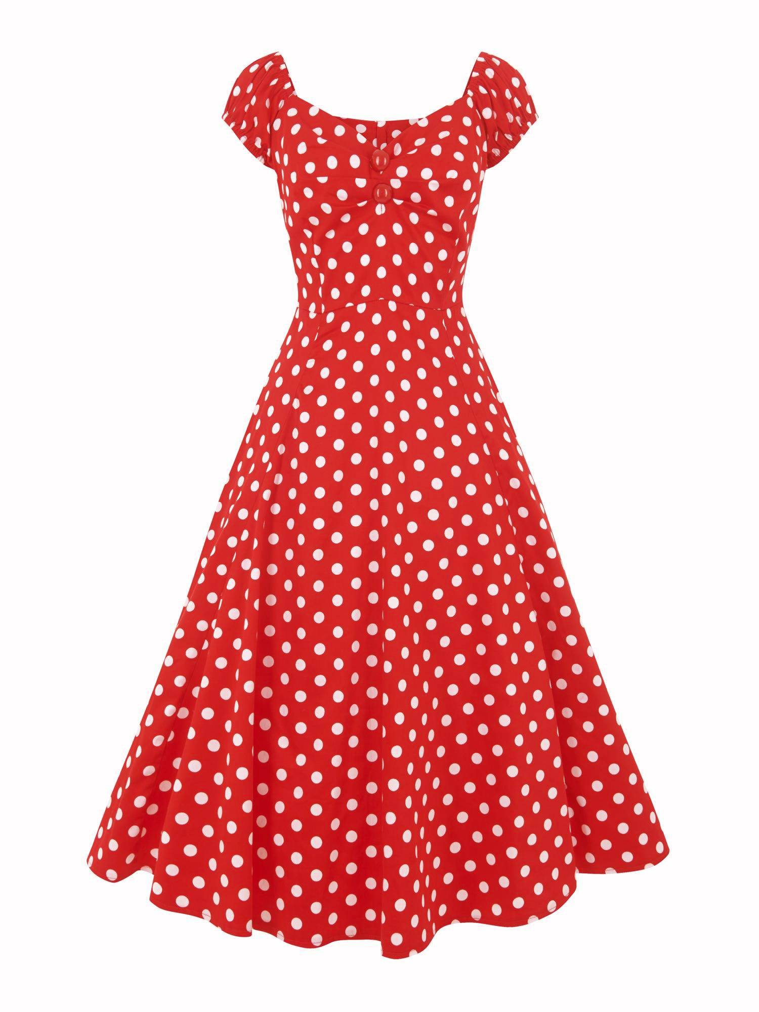 Collectif Kleid Dolores Doll Dress Polka rot-weiß