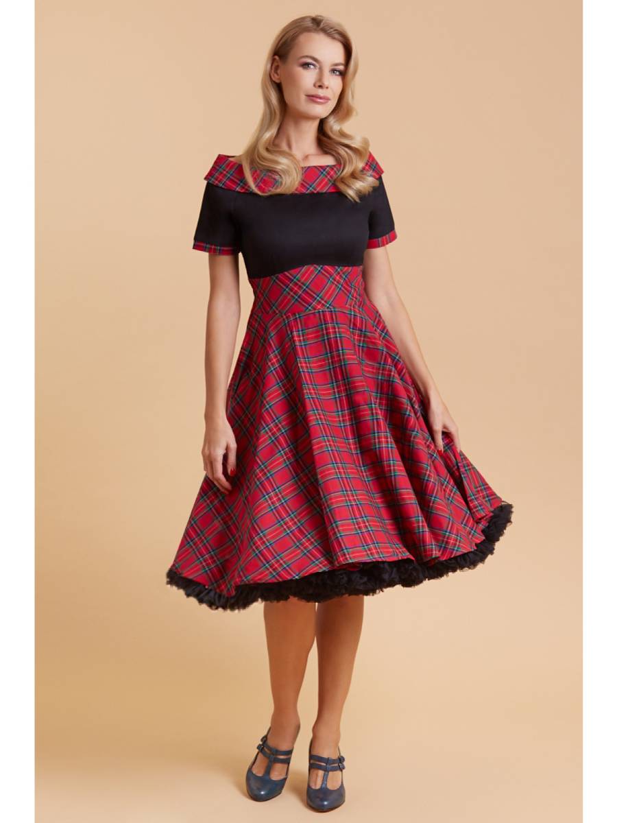 Dolly & Dotty Kleid Darlene Red Tartan Swing Dress