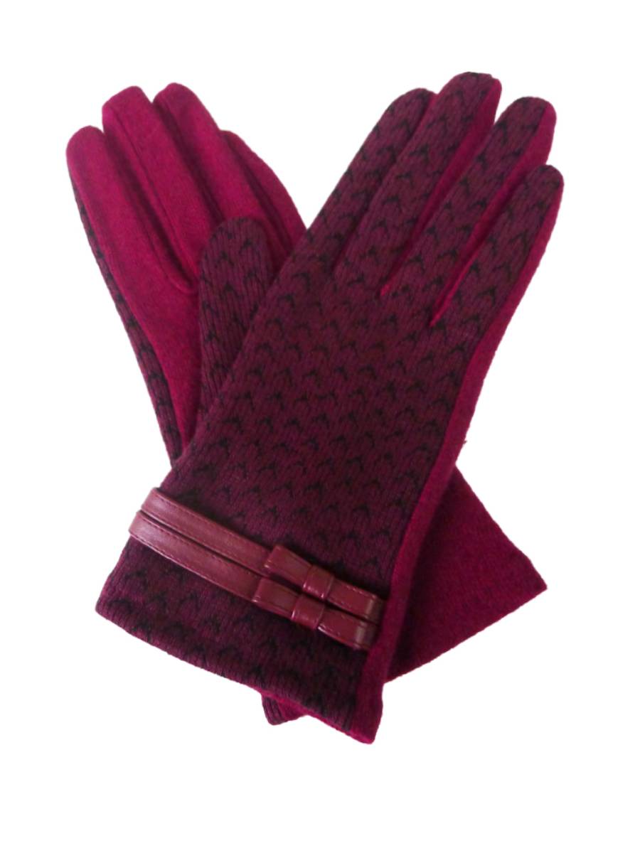 Chevron Pattern Gloves Wine