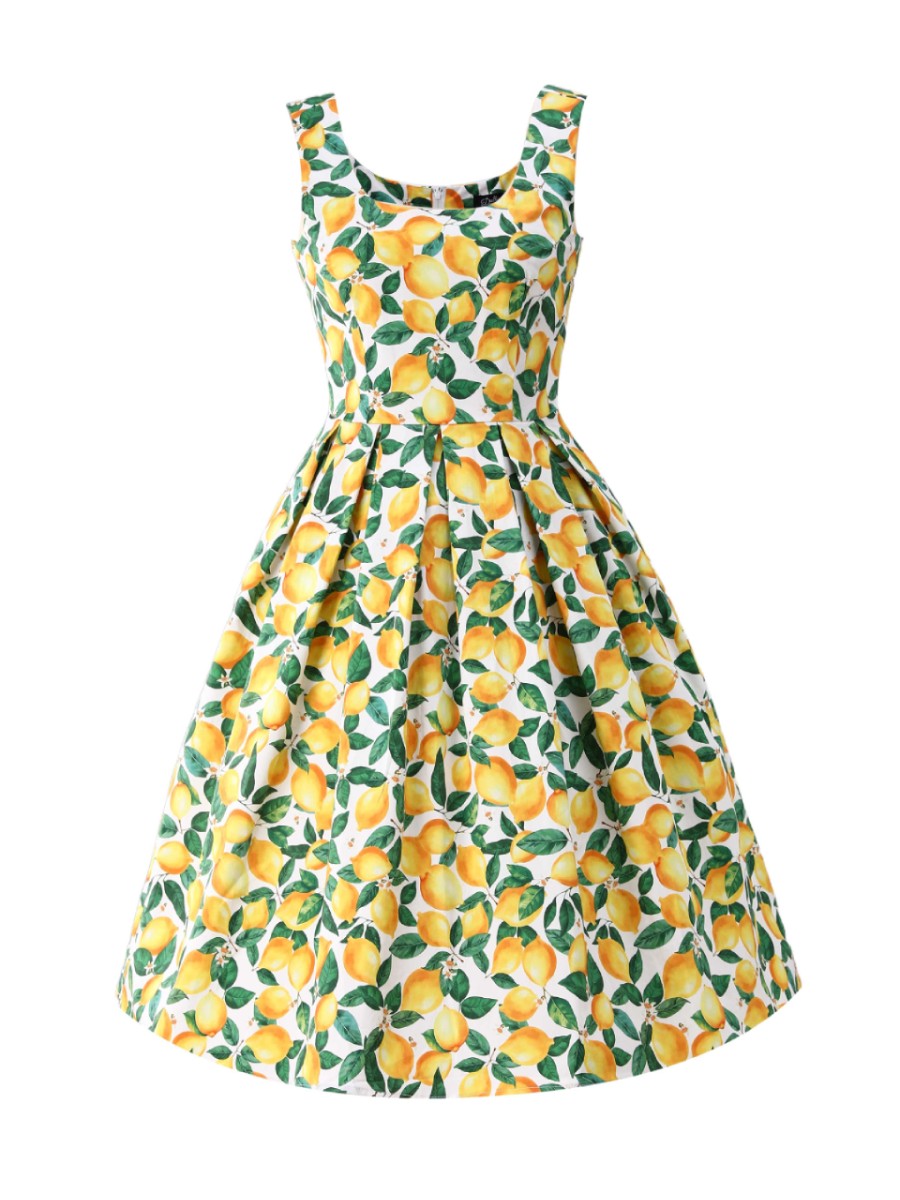 Dolly & Dotty Kleid Amanda White Lemon Print