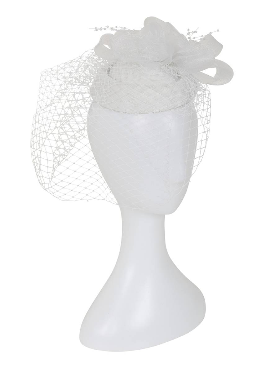 Banned Fascinator Royal Bloom weiß Braut-Fascinator