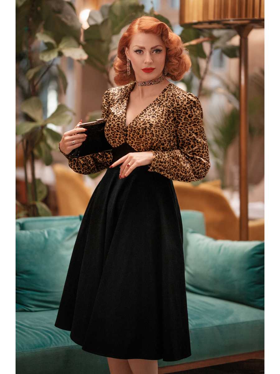 Glamour Bunny Kleid Harriet Swing Dress Leopard Black