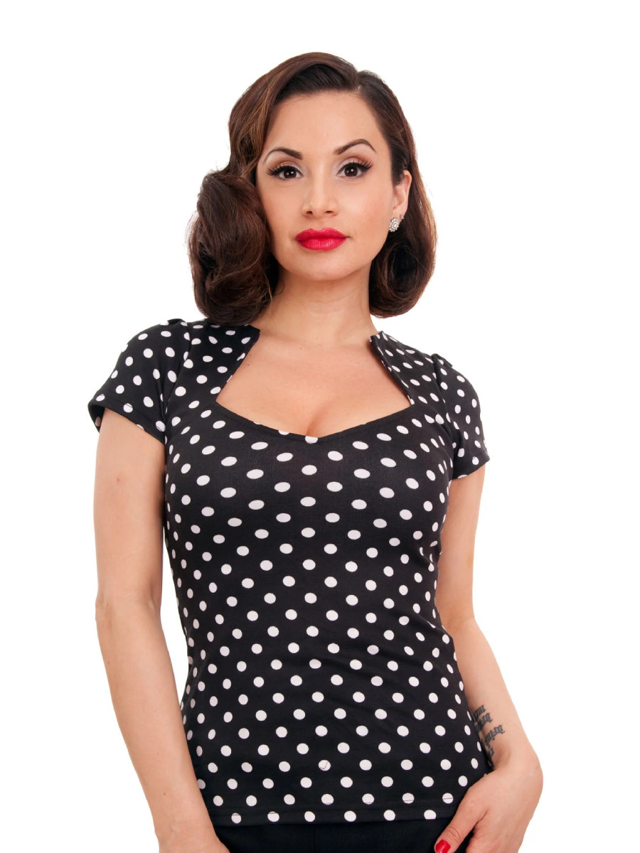 Steady Clothing Polka Dot Sophia Top Black White
