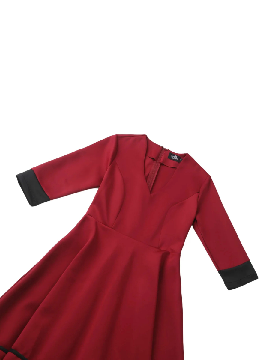 Dolly & Dotty Kleid Maria Swing Dress weinrot schwarz