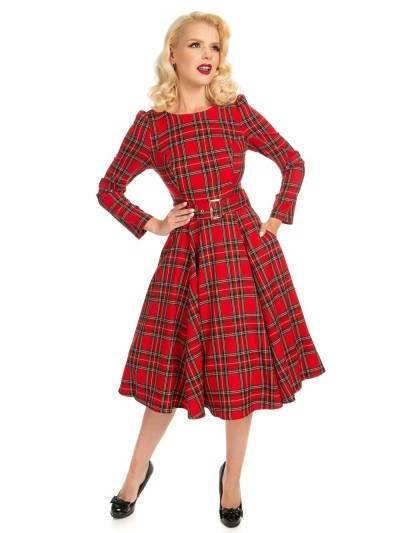 Hearts & Roses Kleid Highland Swing Dress rot kariert