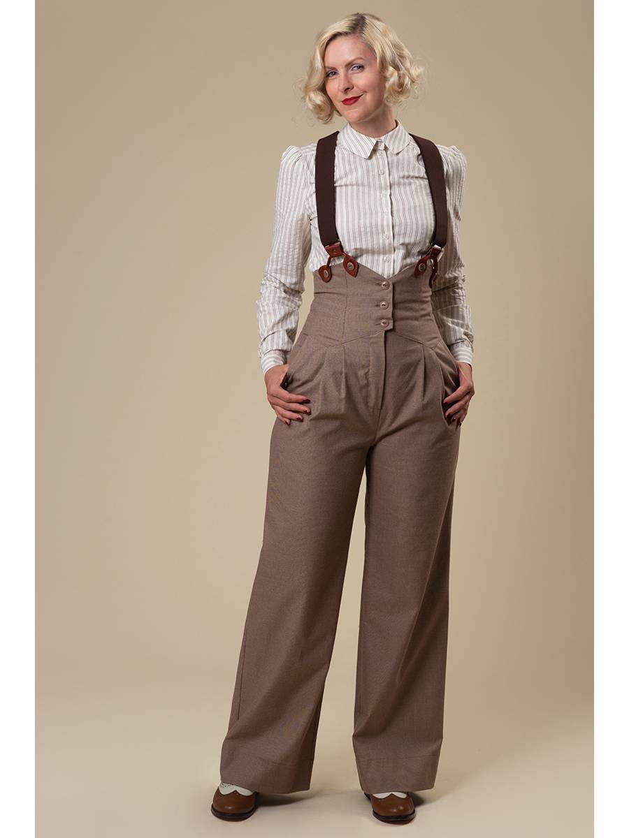 Emmy Miss Fancy Pants Slacks Sporty Art Deco Weave Brown