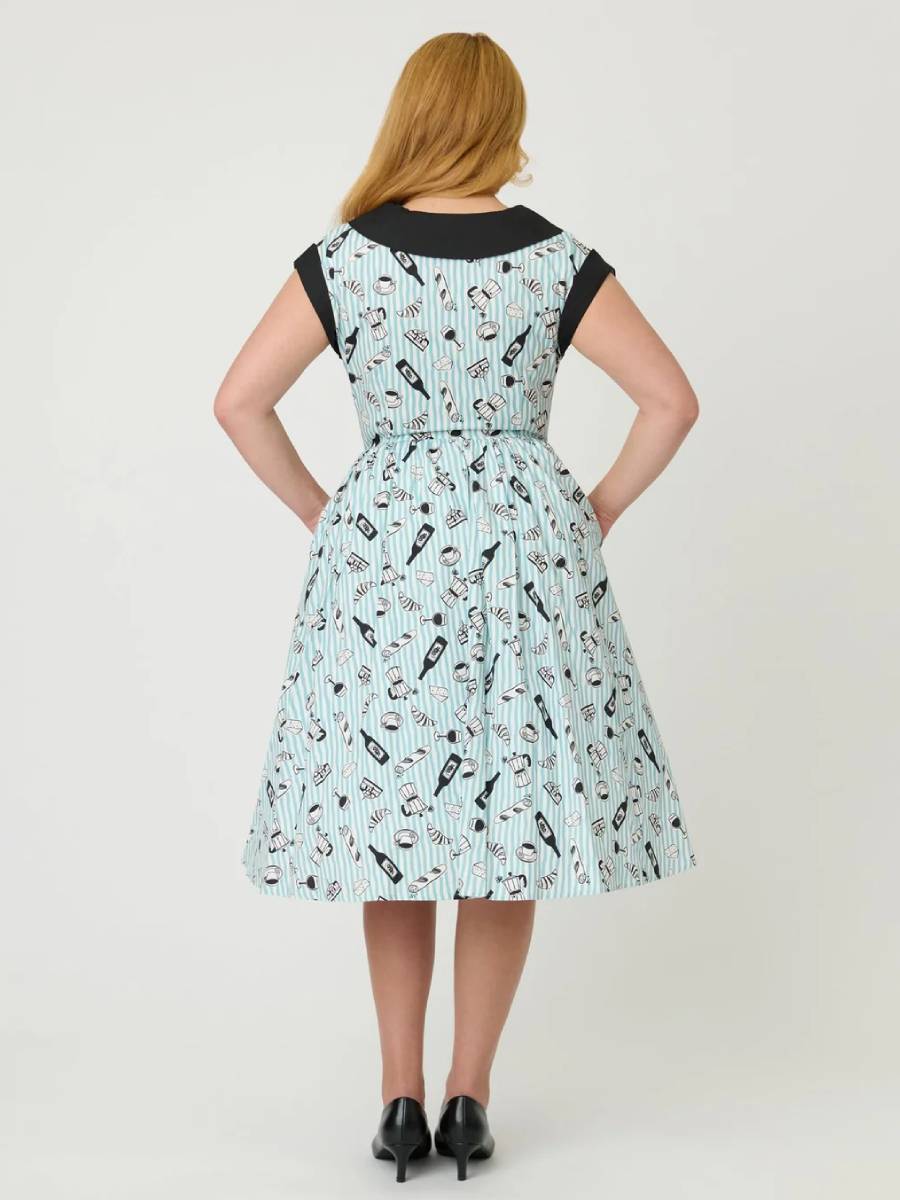 Unique Vintage Kleid Cafe Paris Striped Swing Dress