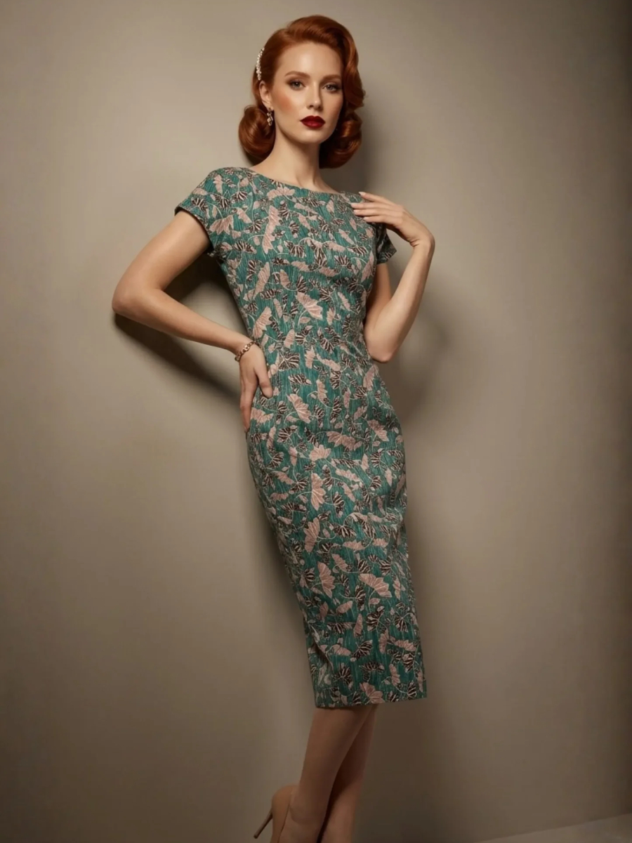 Diva Catwalk Kleid Magritte Floral Cotton grün