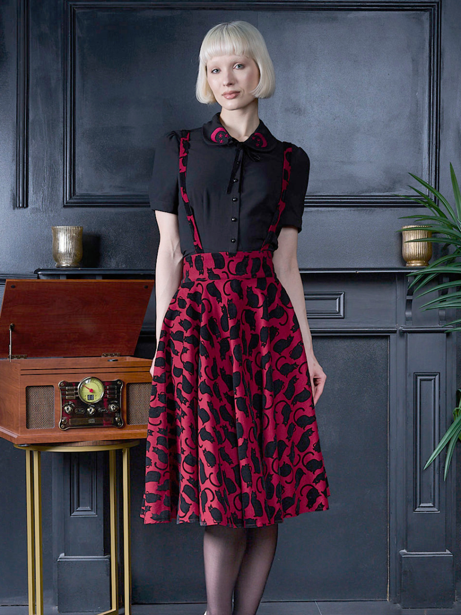 Banned Rock Cecilia Cattitude Suspender Skirt mit Trägern
