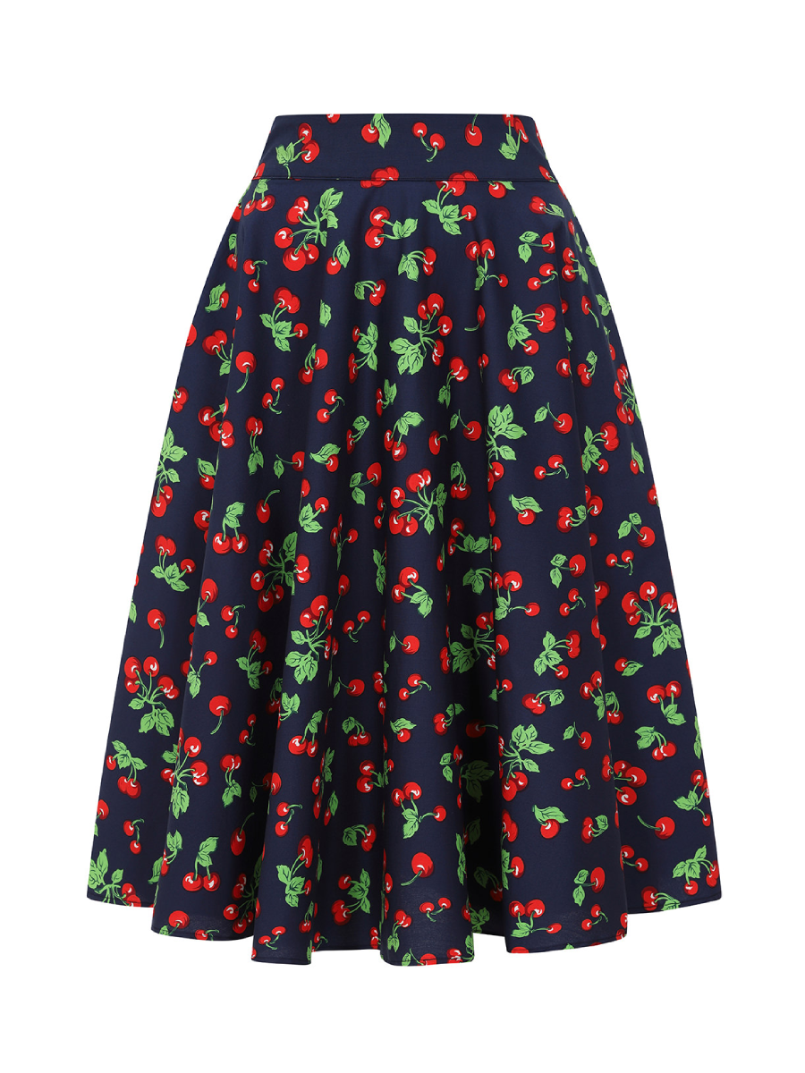 Banned Rock Cary Cherry Swing Skirt Navy Banned Rock Cary Cherry Swing Skirt Navy