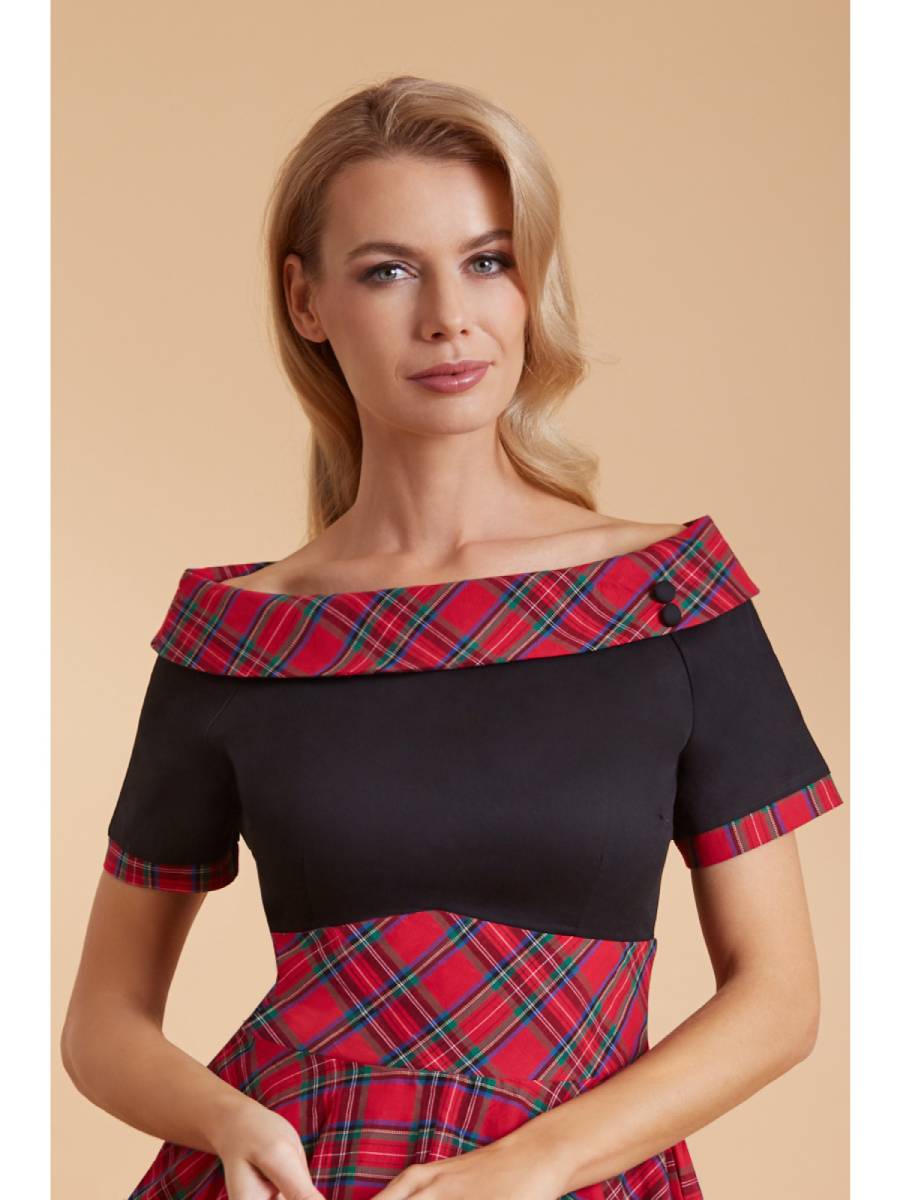 Dolly Dotty Darlene Red Tartan Swing Dress
