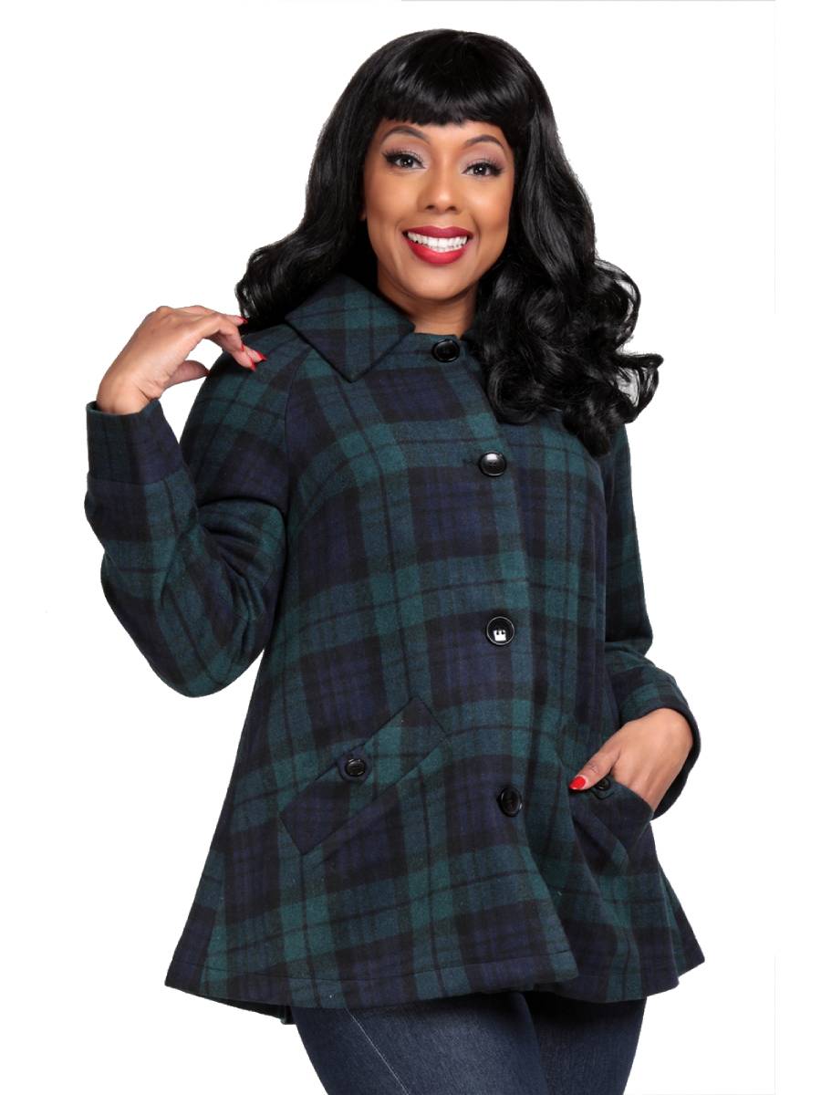 Collectif Kurzmantel Ottilie Blackwatch Swing Coat