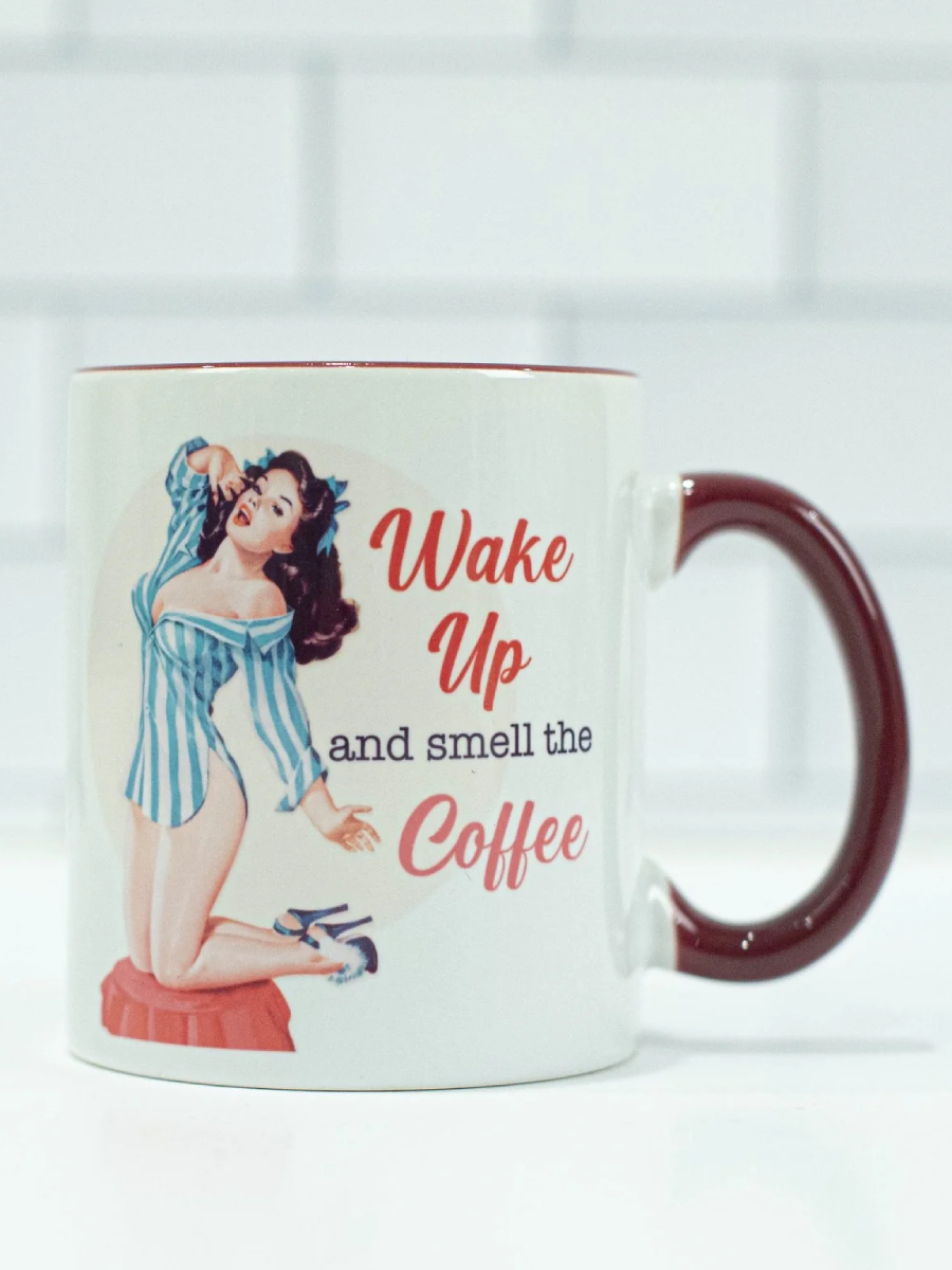 Pinup-Kaffeetasse Wake Up And Smell The Coffee