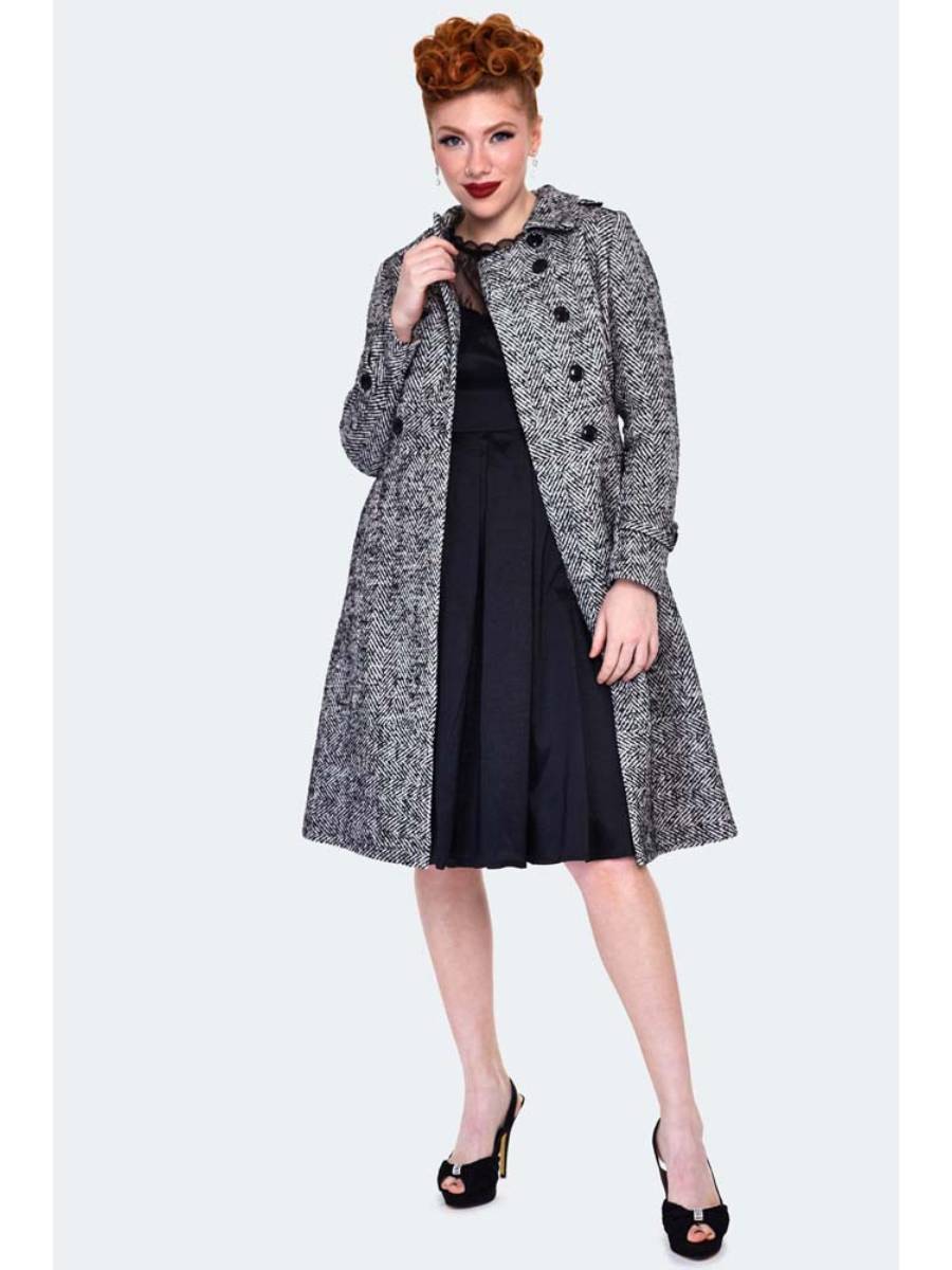 Manteau femme tweed Green Herringbone - coupe cintrée élégante et chaude Manteau femme tweed Green Herringbone - coupe cintrée élégante et chaude