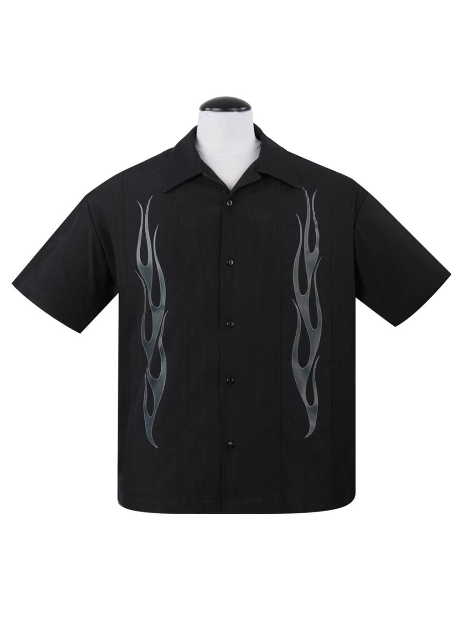 Steady Clothing Bowlinghemd Flame N Hot schwarz grau