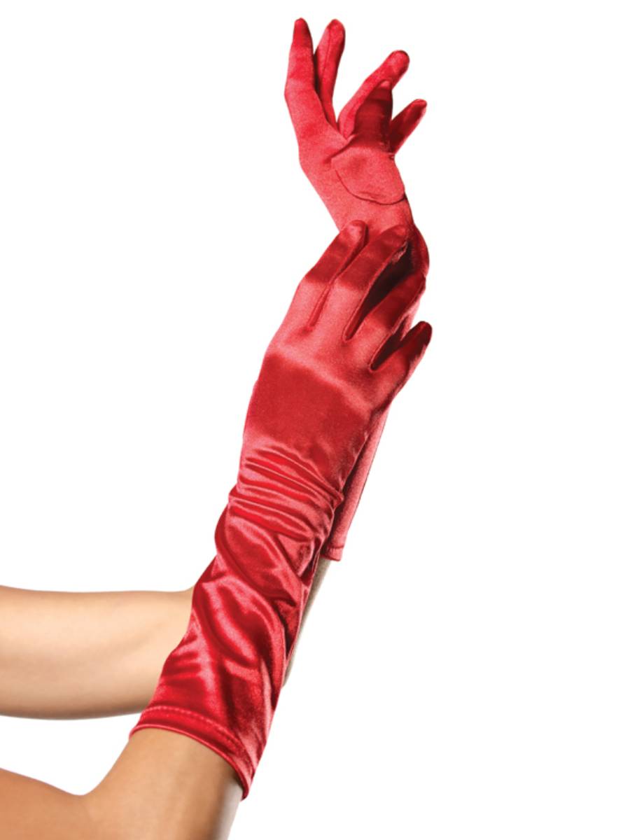 Satinhandschuhe lang rot