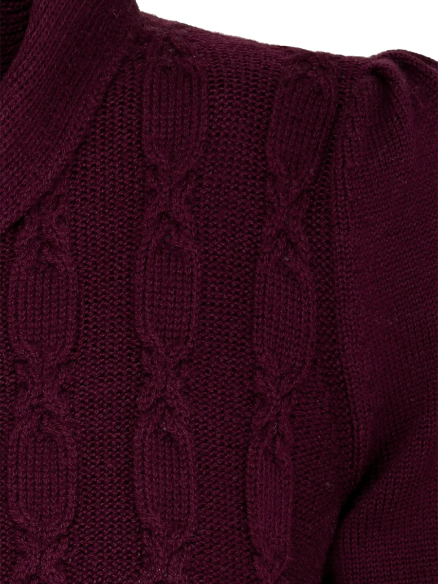 Emmy Screen Siren Cardigan Black Cherry Wool