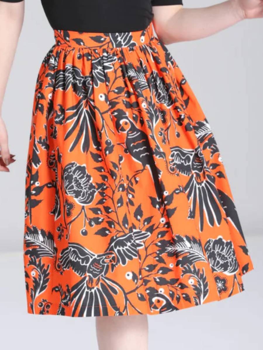 Hell Bunny Rock Rio Skirt Orange