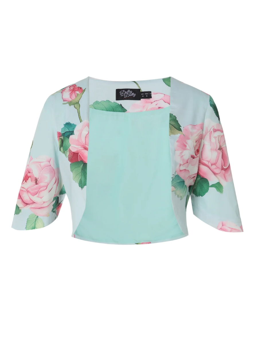 Dolly & Dotty Lisette Baby Blue Floral Bolero Jacket