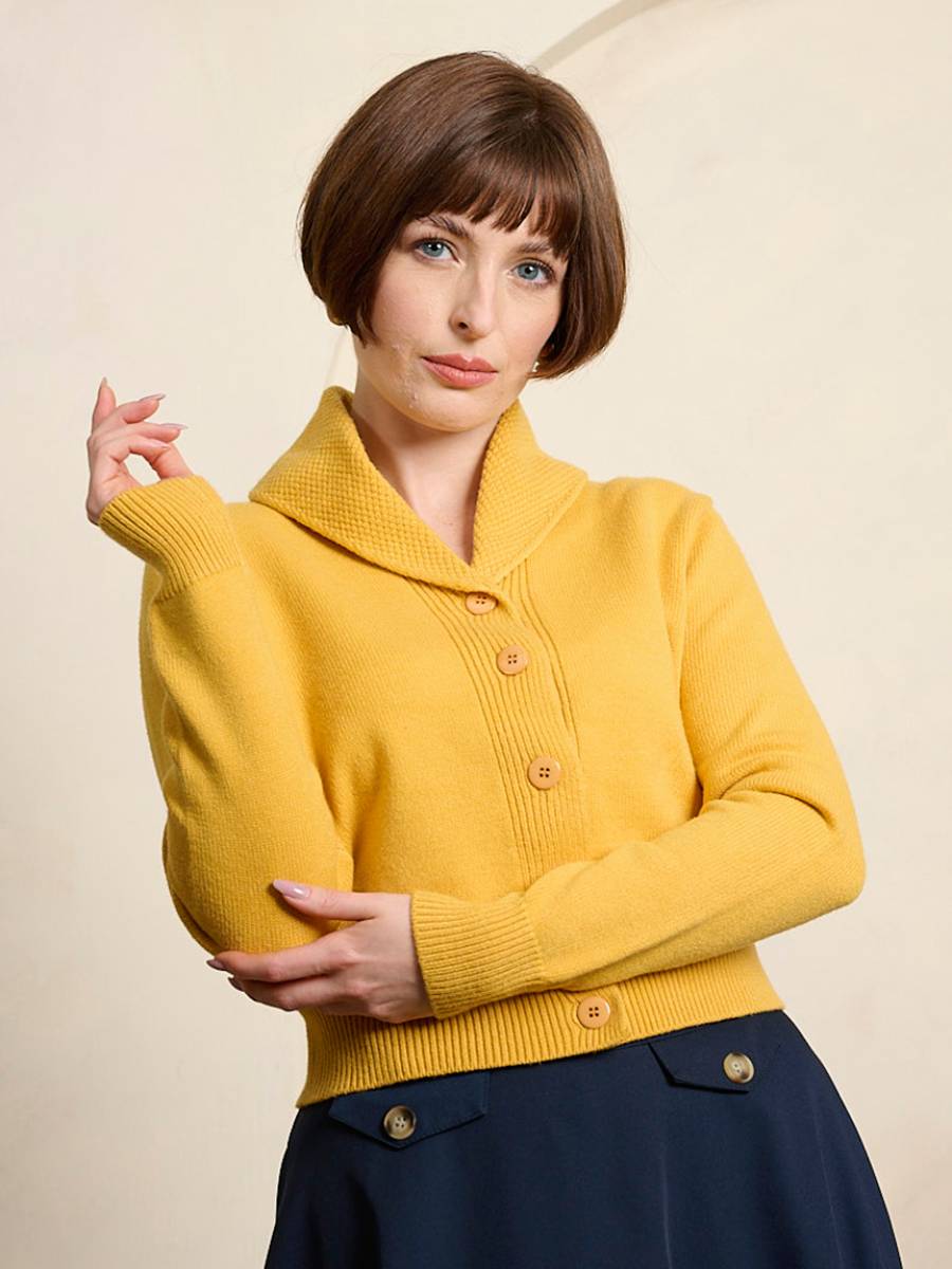 Banned Violet Cardigan Mustard dunkelgelb