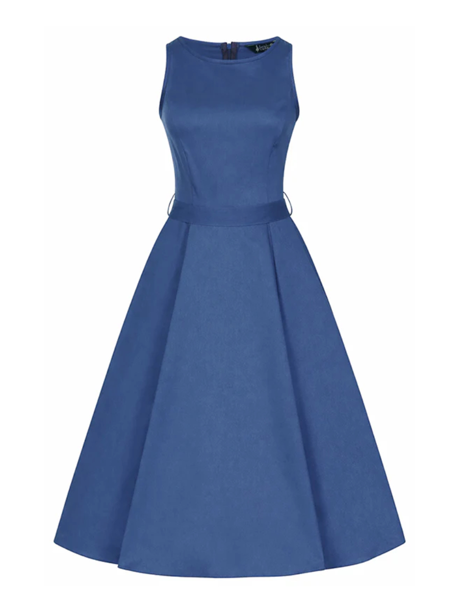 Lady V London Kleid Hepburn Dress Blue Aventurine mittelblau