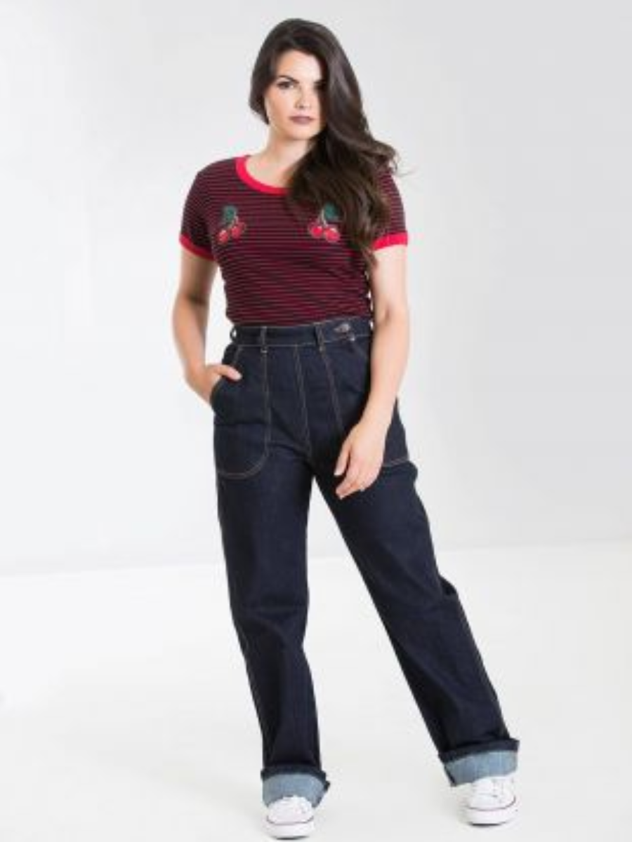 Hell Bunny Jeans Weston Denim Trousers dunkelblau