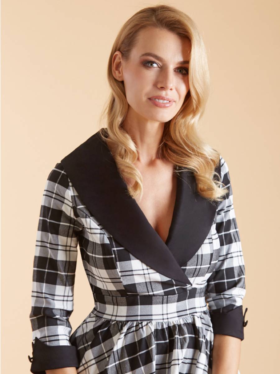 Dolly & Dotty Kleid Tiffany Black Tartan Coat Dress