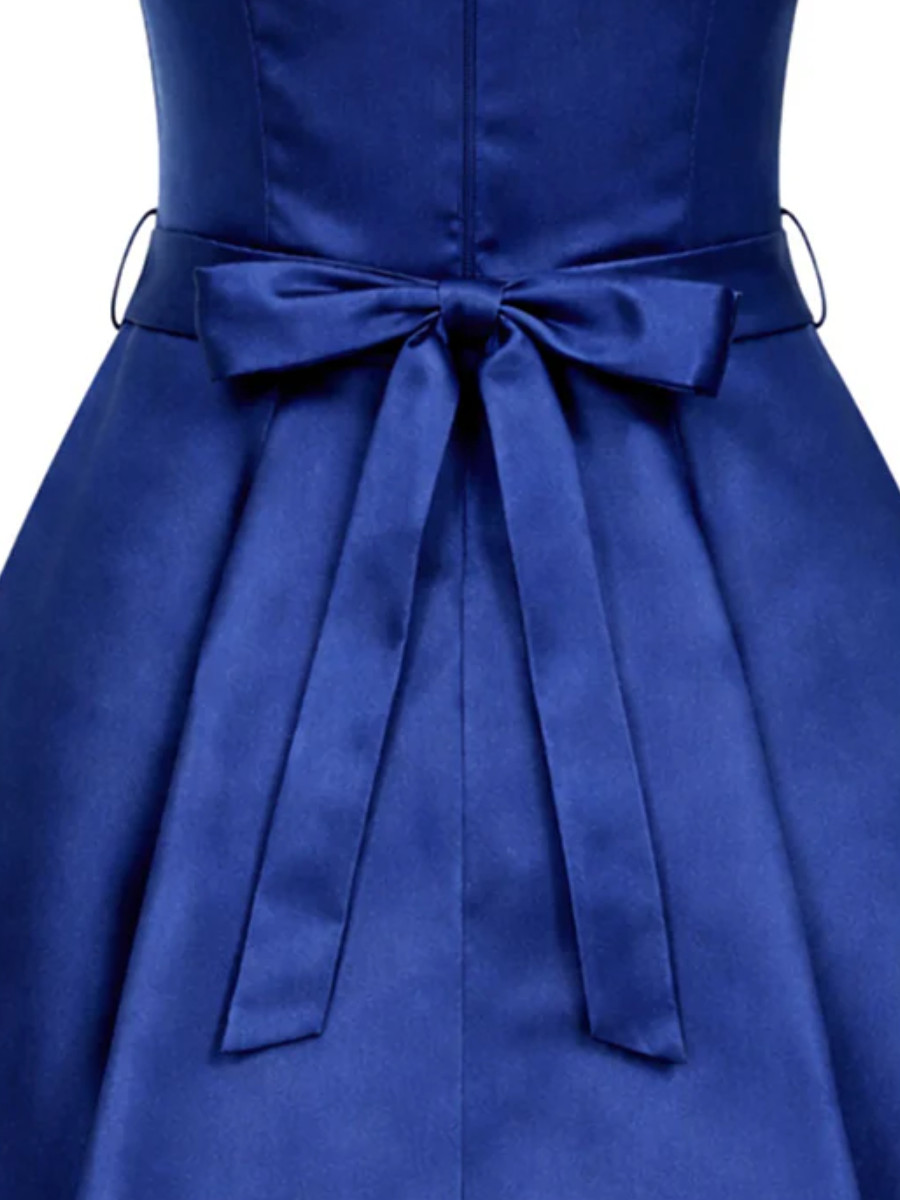 Lady V London Kleid Hepburn Dress Tanzanite Satin royalblau