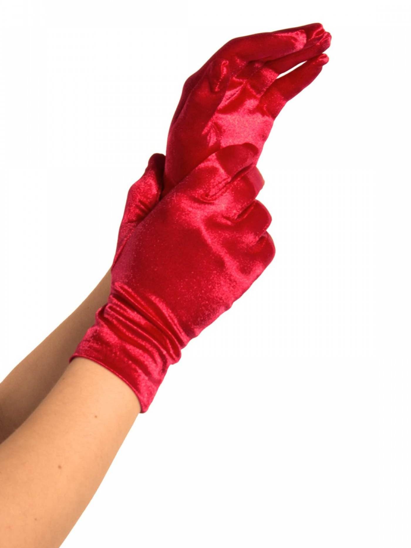 Leg Avenue Satin Wrist Length Gloves Red