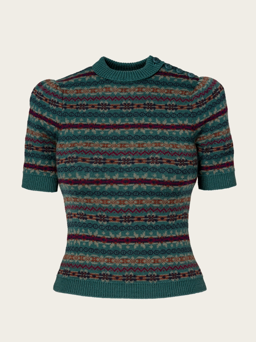 Emmy Pullover Fairest Knit Top Petroleum Wool Emmy Pullover Fairest Knit Top Petroleum Wool