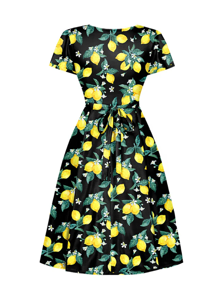 Lady V London Kleid Lyra Dress Amalfi Lemons schwarz