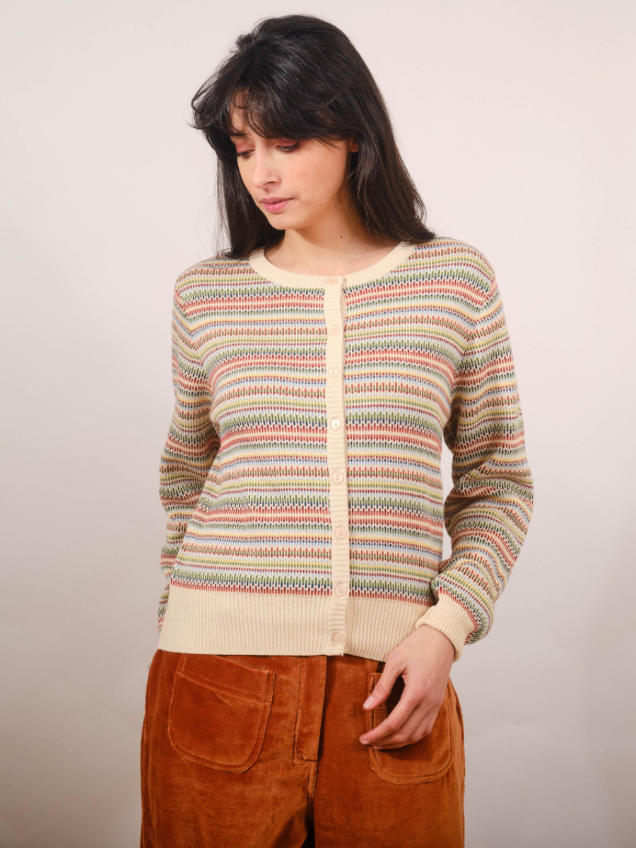 Pretty Vacant Rainbow Lines Cardigan creme Pretty Vacant Rainbow Lines Cardigan creme