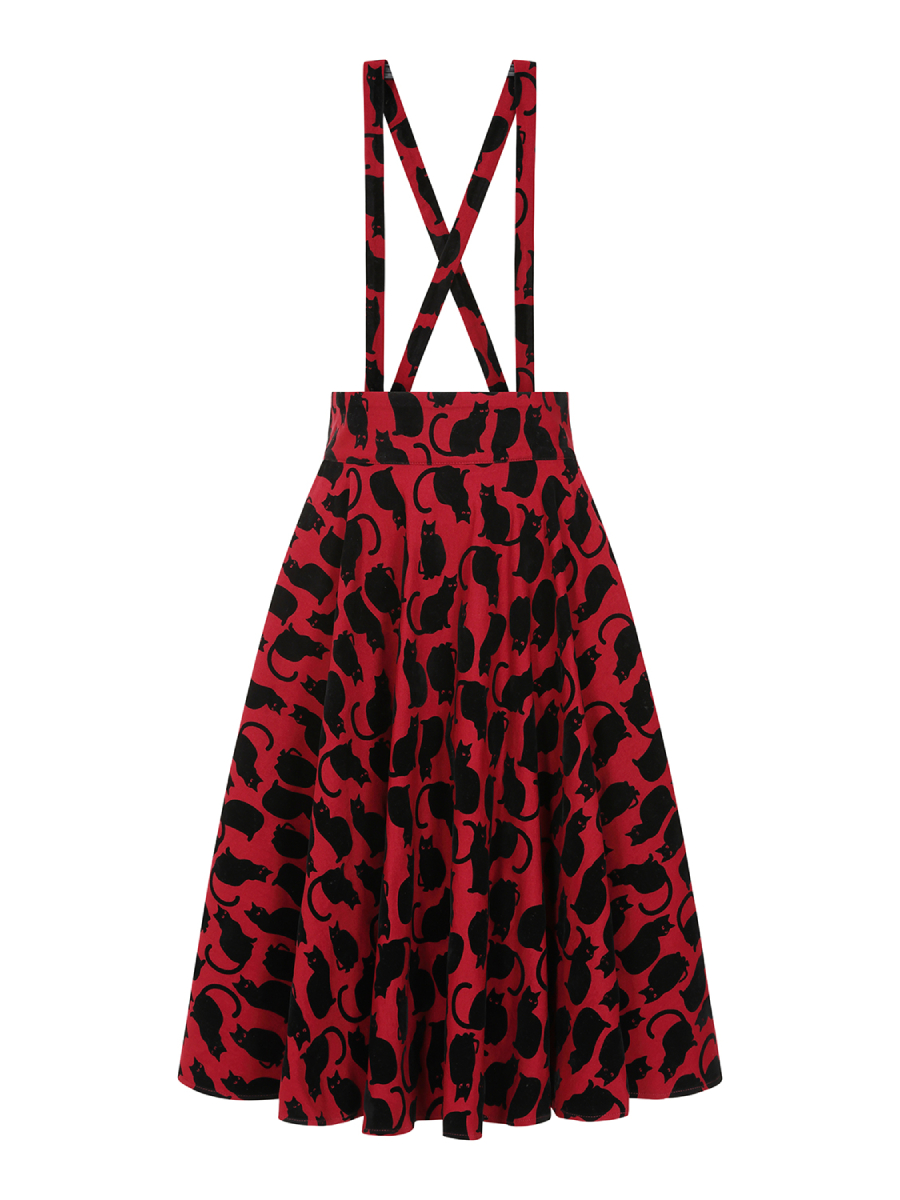 Banned Rock Cecilia Cattitude Suspender Skirt mit Trägern