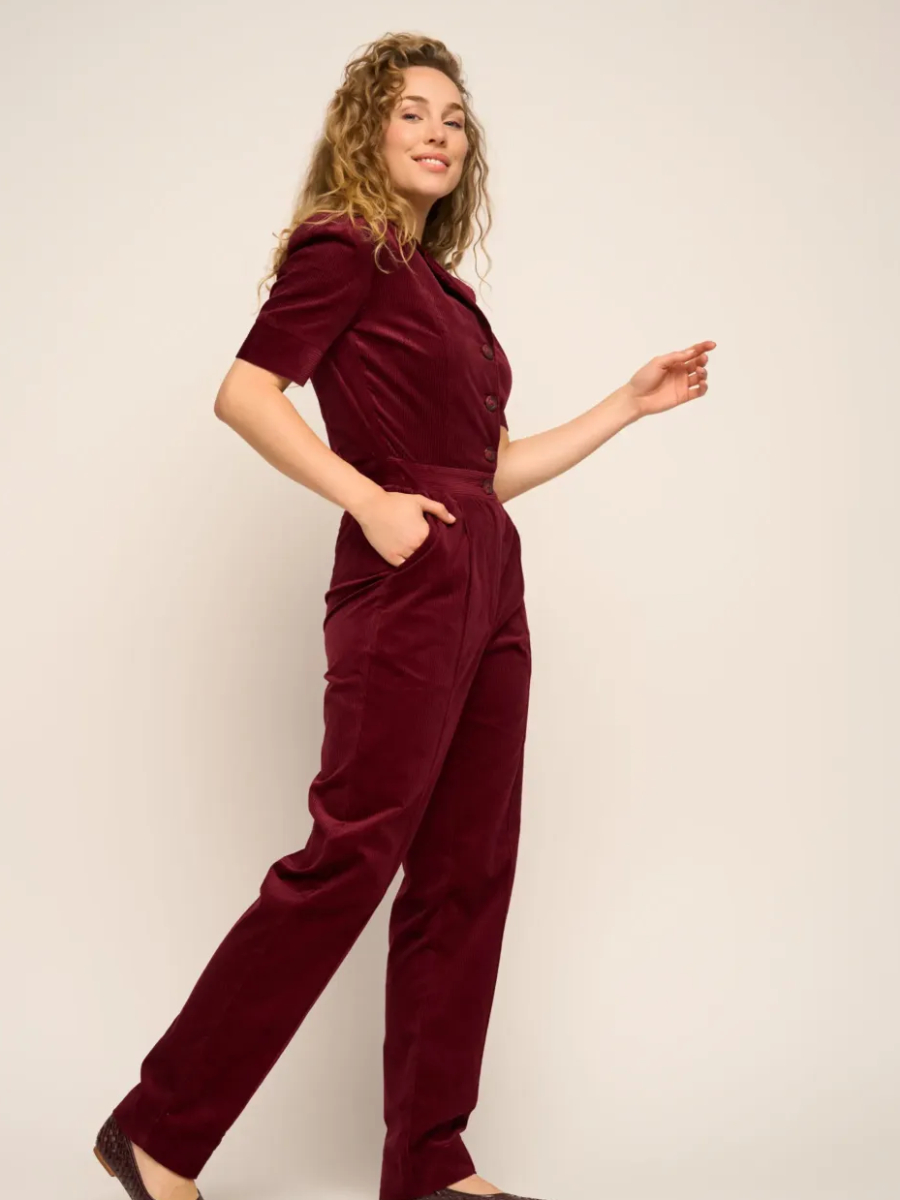 Very Cherry Classic Jumpsuit Corduroy Granate Red