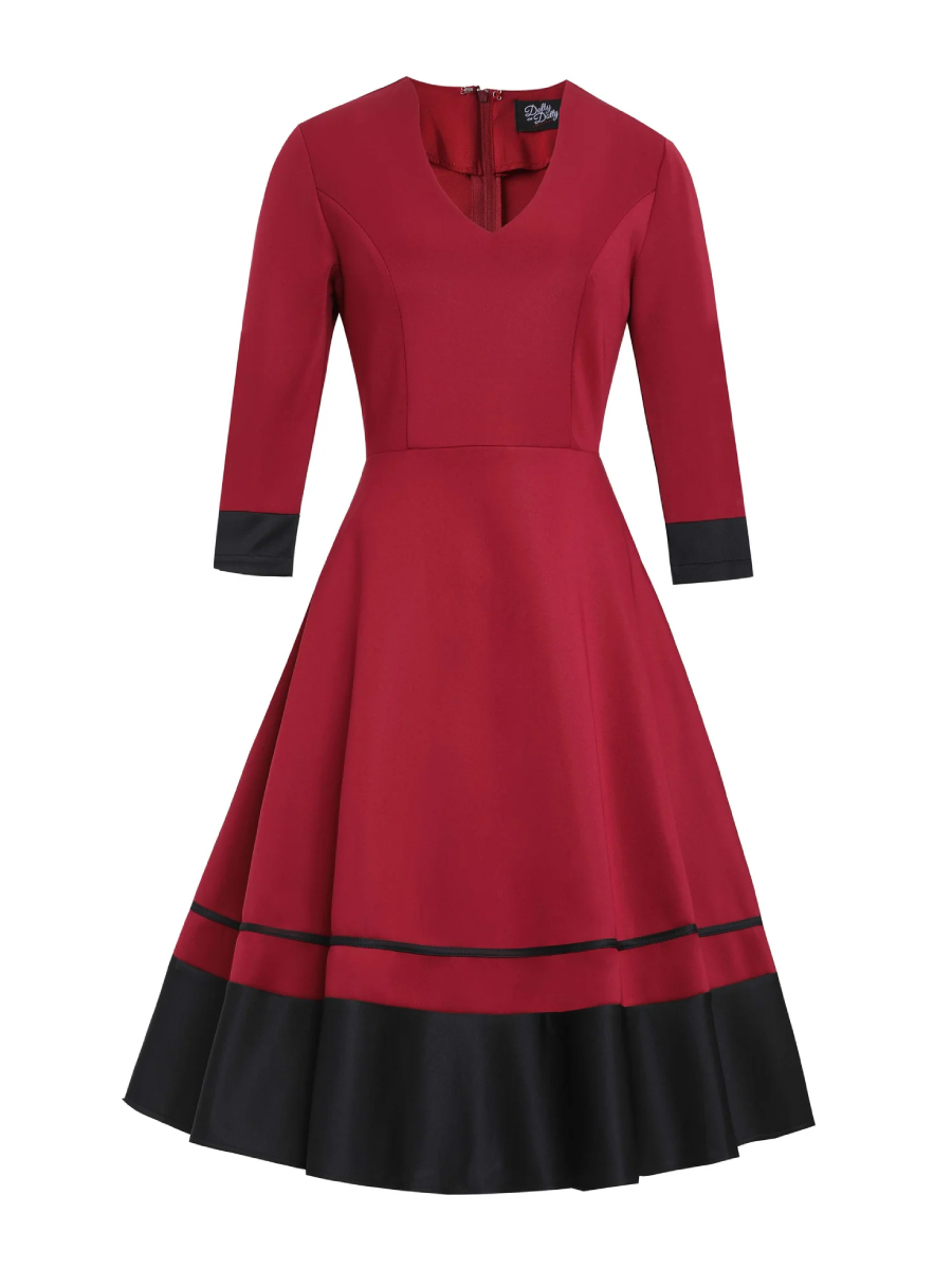 Dolly & Dotty Kleid Maria Swing Dress weinrot schwarz