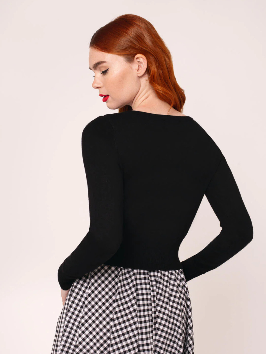 Hell Bunny Francoise Cardigan schwarz mit Erdbeeren