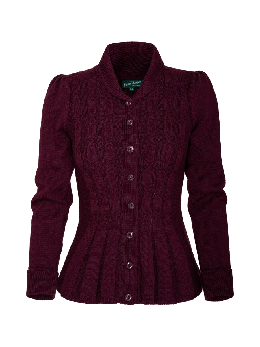Emmy Screen Siren Cardigan Black Cherry Wool