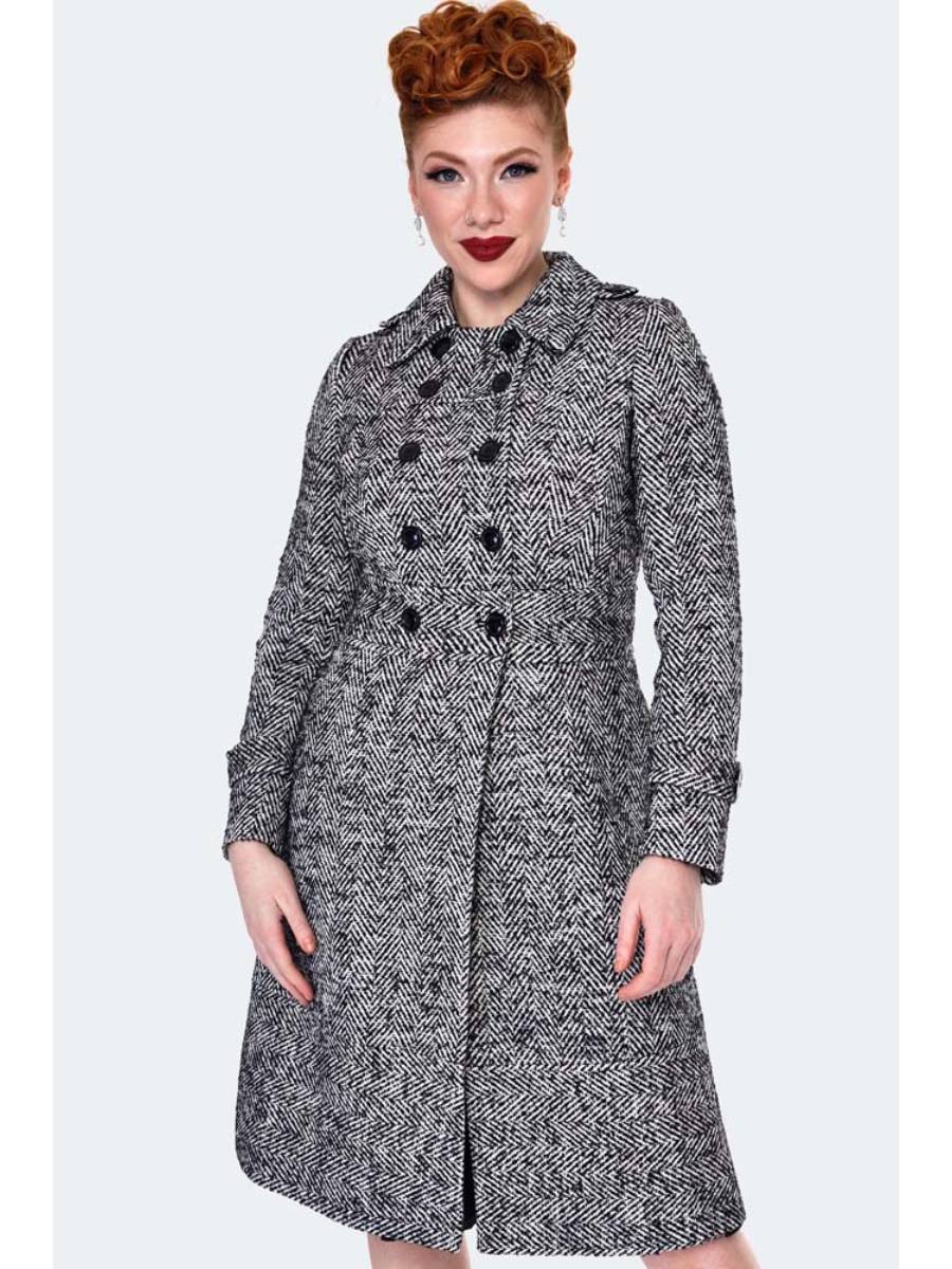 Voodoo Vixen Herringbone Double Breasted Pea Coat