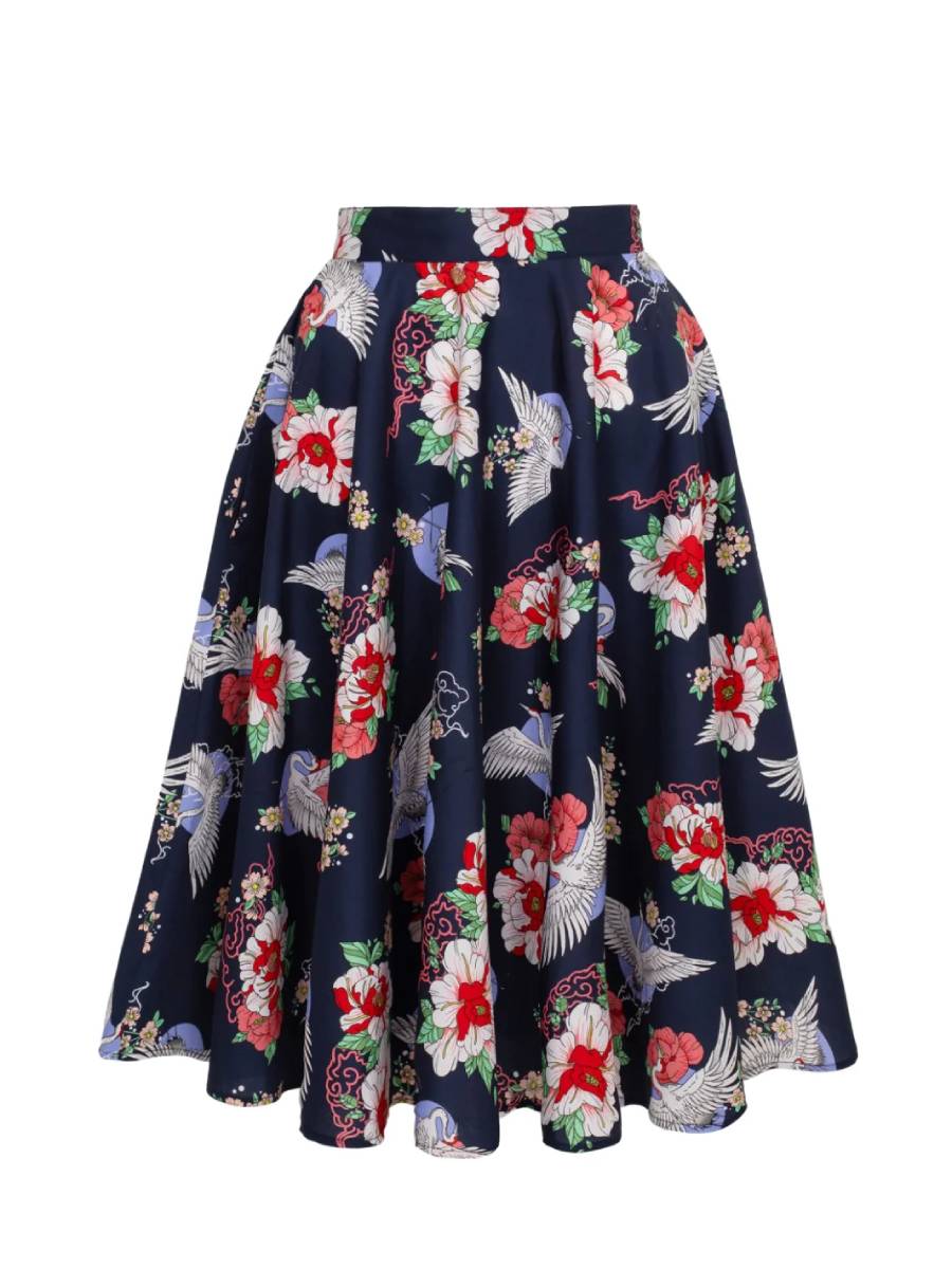 Hell Bunny Misa Skirt Navy