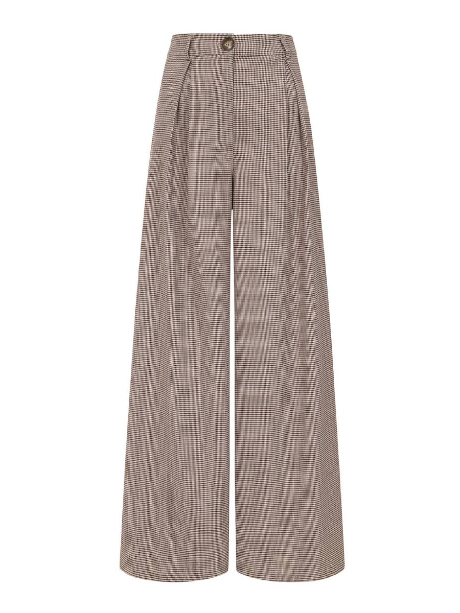 Banned Hose Eliza Houndstooth Trousers braun kariert