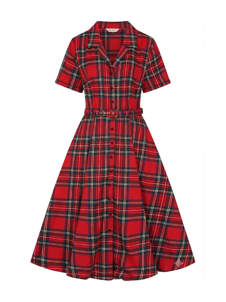 Banned Kleid Hannah Holiday Dress rot kariert
