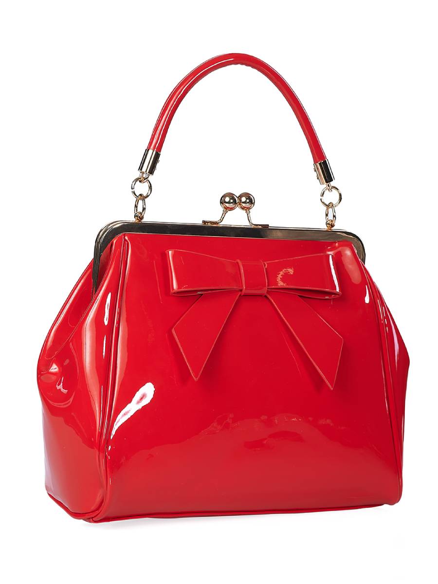 Rote Handtasche aus Lackleder im Rockabilly Style