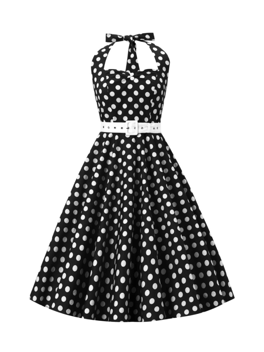 Dolly & Dotty Neckholder-Kleid Daisy Black White Polkadot