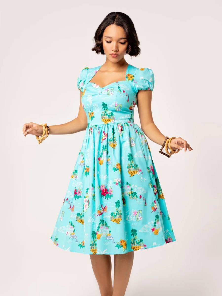 Hell Bunny Kleid Ayanna Dress Tropical Islands türkis