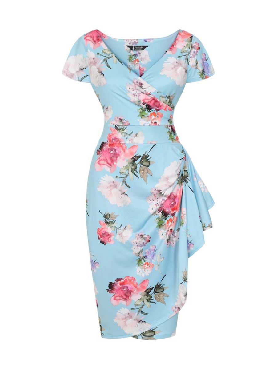 Lady V London Kleid Elsie Dress Sky Blossom hellblau