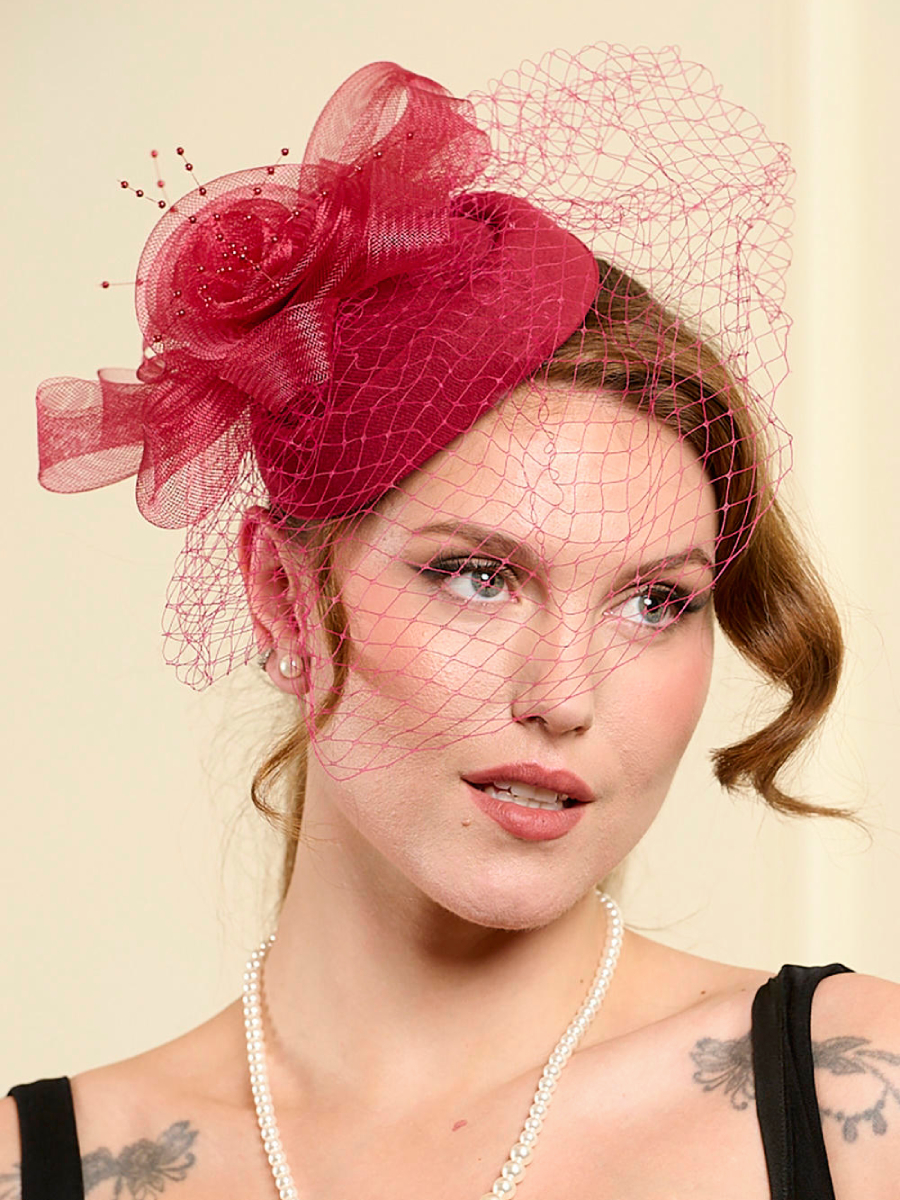 Banned Fascinator Royal Bloom weinrot