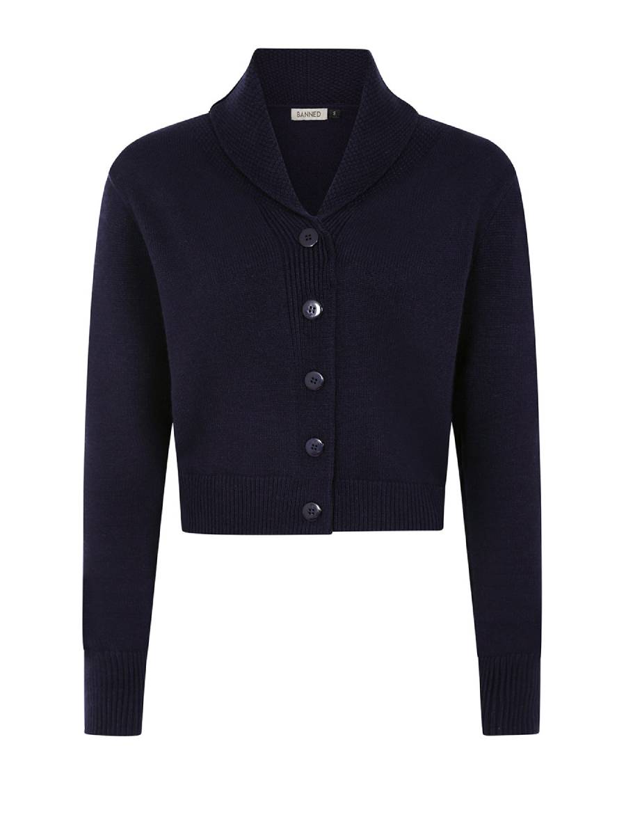 Banned Strickjacke Violet Cardigan Night Blue dunkelblau