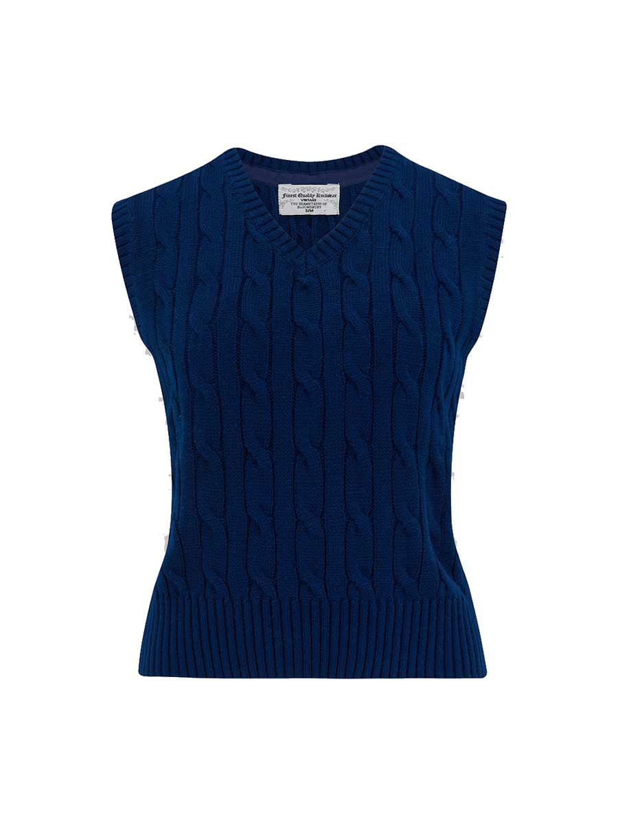 seamstress-of-bloomsbury-knit-vest-navy Seamstress of Bloomsbury Pullunder dunkelblau