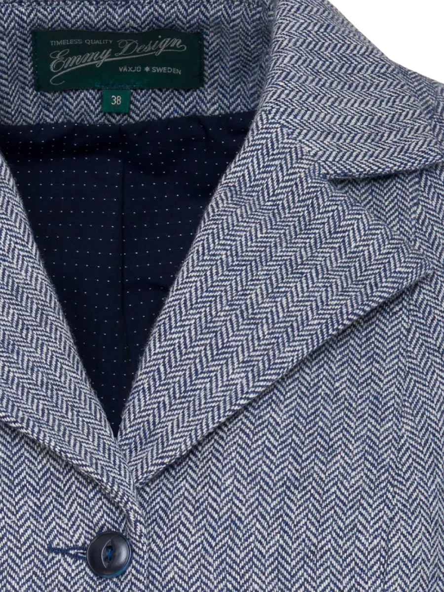 Emmy Weste Watchmaker’s Waistcoat Midnight Ivory Wool Tweed
